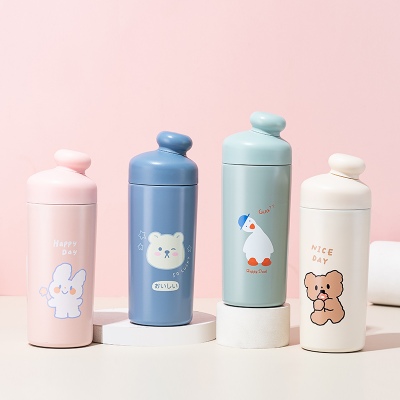 400ml丸子吸管保温杯小清新学生情侣304不锈钢水杯