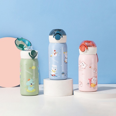 400ML卡通淘气直饮保温杯学生小清新弹跳盖随手杯