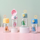 350mlQ萌恐龙透明吸嘴玻璃杯学生小清新可爱便携水杯