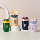 280ML迷糊森林弹跳吸管保温杯304不锈钢学生情侣水杯子