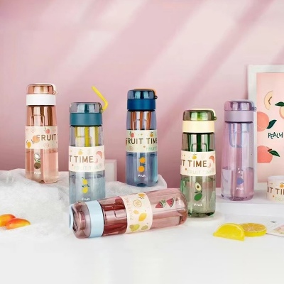 500ml波比水果太空塑料杯隐藏式提绳时尚运动水杯