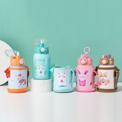500ML小萌兔精灵直饮保温杯304不锈钢单盖儿童吸管杯
