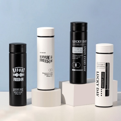 500ML黑白风尚商务直身保温杯