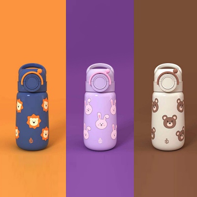 420ML卡通316不锈钢提环系列儿童保温杯小学生水杯