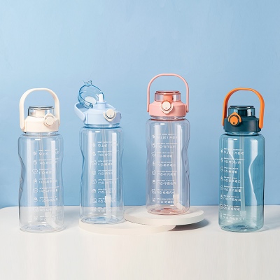 2000ML大容量提手塑料杯带吸管户外运动健身杯子