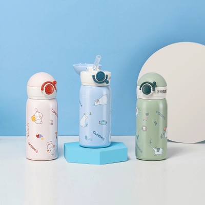 400ML卡通清新系吸管保温杯可爱少女心个性便携水杯