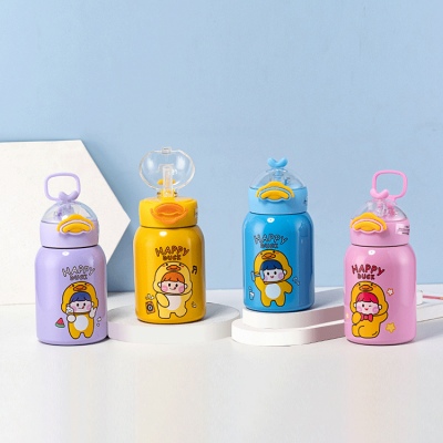 350ML卡通鸭吸管保温杯