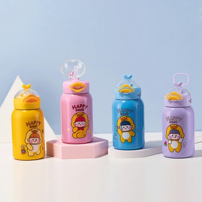 400ML卡通鸭吸管保温杯