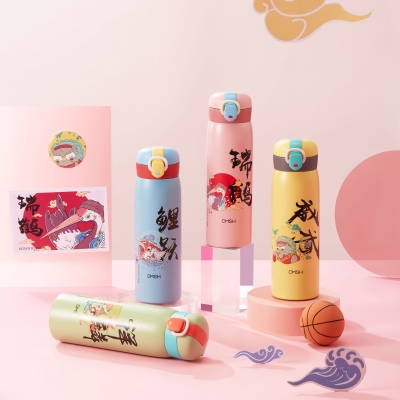 520ML中国风创意瑞兽系列国潮保温杯弹跳盖弹跳盖水杯