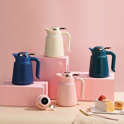 900ML轻奢款欧式咖啡壶大容量显温带手柄保温壶