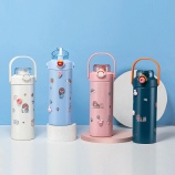 900ML便携提手保温杯大容量304不锈钢弹跳盖吸管杯