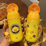 350ML可爱差不多鸭便携吸管保温杯潮流个性可斜挎杯子