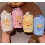 300ML可爱小熊系列保温杯便携随手弹盖式吸管学生杯