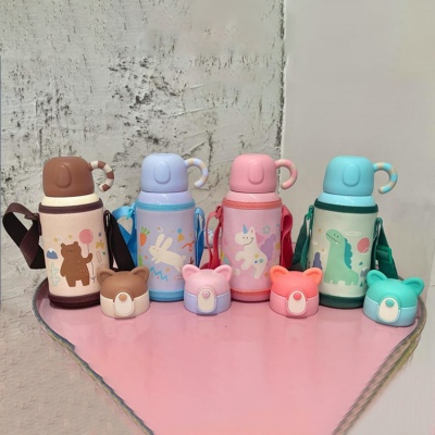 530ML卡通涂鸦乐园儿童壶304不锈钢一杯两盖保温杯