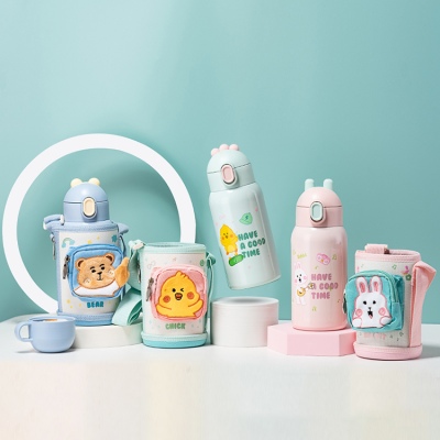550ML一壶双盖萌宠儿童保温杯316不锈钢小学生水杯