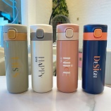 360ML字母时尚弹盖保温杯304不锈钢小清新直身水杯
