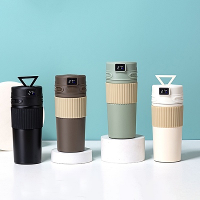 400ML时尚简约显温支架保温杯男女士商务办公水杯