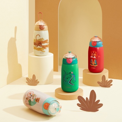 510ML3D萌宠动物保温杯316不锈钢保温壶带吸管水杯