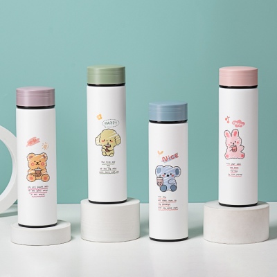 500ML动物涂鸦商务直身保温杯304不锈钢小清新水杯