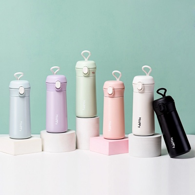 350ML乐酷Happy系列弹盖保温杯304不锈钢便携水杯