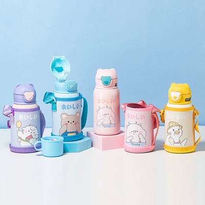 550ML动物的开心时刻双盖保温杯304不锈钢儿童水杯