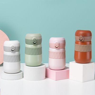 320ML简约纯色吸管保温杯316不锈钢男女士商务水杯