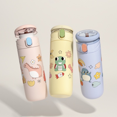 330ML欢乐时光保温杯304不锈钢学生情侣弹跳盖水杯