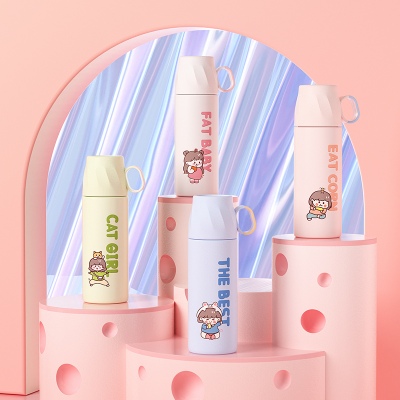 350ML治愈系萌妹时尚保温杯304不锈钢学生情侣杯子