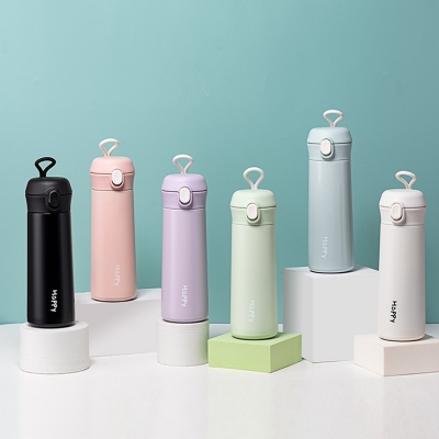 450ML乐酷Happy系列弹盖保温杯304不锈钢便携水杯