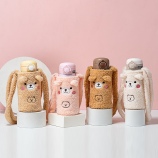 350ML美乐小熊全脸毛绒套保温杯304不锈钢吸管水杯