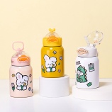 350ML贴纸款小萌鸭吸管保温杯304不锈钢弹跳盖水杯