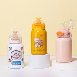 400ML贴纸款小萌鸭吸管保温杯304不锈钢弹跳盖水杯