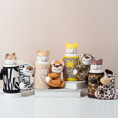 530ML毛绒玩伴儿童壶304不锈钢一杯两盖吸管保温杯