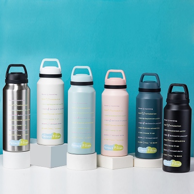 1400ML时间管理大容量保温杯304不锈钢户外运动水杯