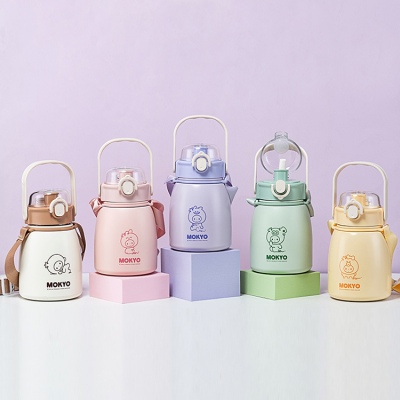 850ML皇冠猴网红吨吨保温杯304不锈钢可爱便携大肚杯