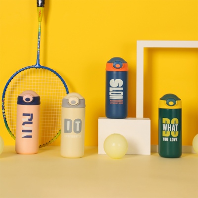 350ML撞色英文款思诺保温杯304不锈钢弹跳盖水杯