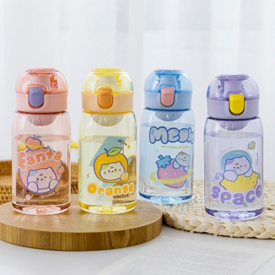 450ML卡通喵果星球塑料杯小清新带茶漏弹跳盖水杯