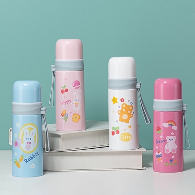 350ML兔熊手账塑吊保温杯
