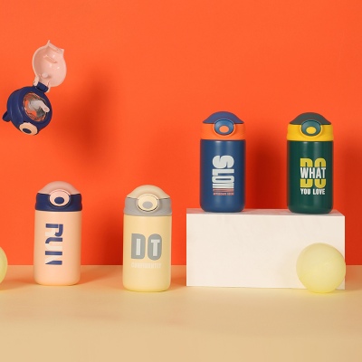 260ML撞色英文款思诺保温杯304不锈钢弹跳盖水杯