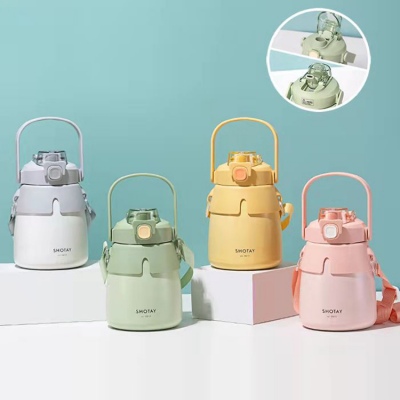 900ML尚泰大容量潮流保温杯316不锈钢萌趣双饮大肚杯