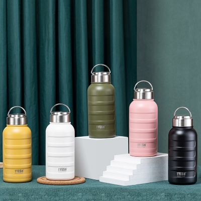 750ML手提毛毛虫保温杯304不锈钢男女士商务直身杯