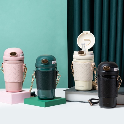 480ML果冻潮保温杯304不锈可斜挎弹跳盖男女士礼品杯