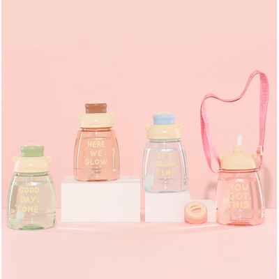 1300ML胖嘟贝瓦熊糖果色塑料杯可爱少女心学生水杯子