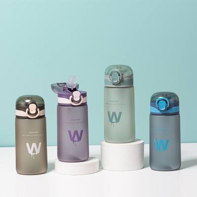 450ML个性简约磨砂弹盖塑料杯创意随手杯便携学生杯子