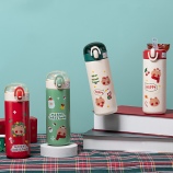 420ML圣诞熊熊保温杯304不锈钢弹跳盖节日礼品杯子