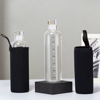 500ML时光刻度玻璃杯便携水瓶网红ins风高颜值水杯