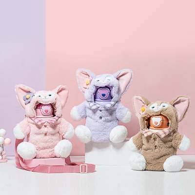 450ML毛绒露西兔单盖儿童保温杯316不锈钢可爱水杯子