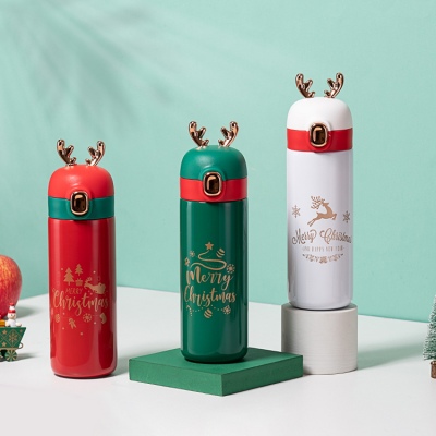 450ML圣诞豆豆鹿保温杯304不锈钢广告促销礼品杯子