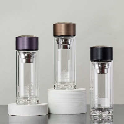 180ML简约商务玻璃杯男士双层泡茶水杯办公礼品杯子