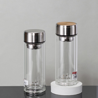 360ML商务玻璃杯男士简约双层泡茶水杯办公礼品杯子